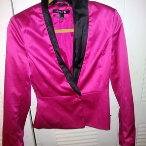 Forever 21 Fuchsia Hot Pink & Black Blazer Size 4